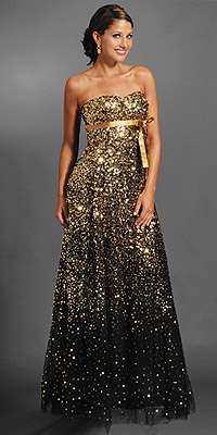 vestido fin de año dorado jovani